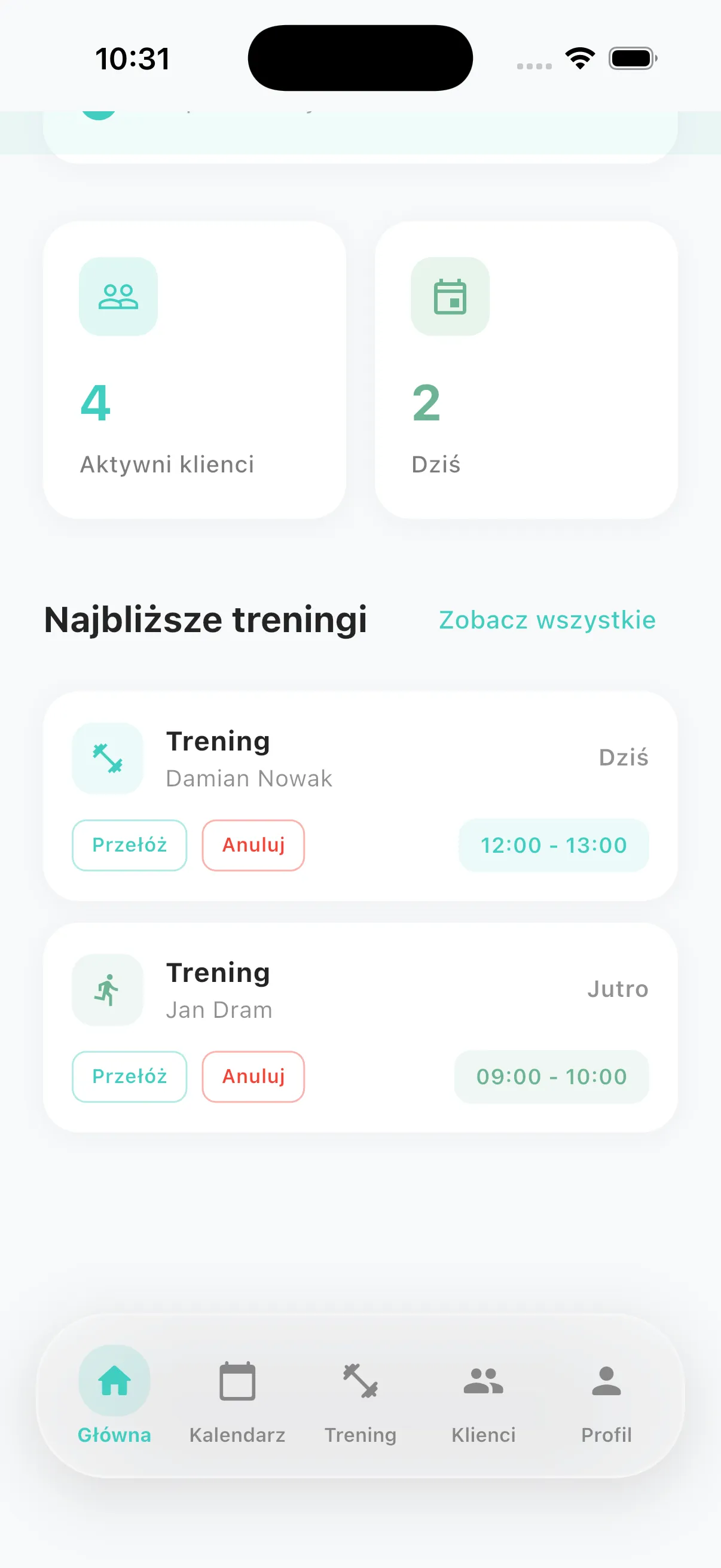 Fitnity - Najbliższe treningi