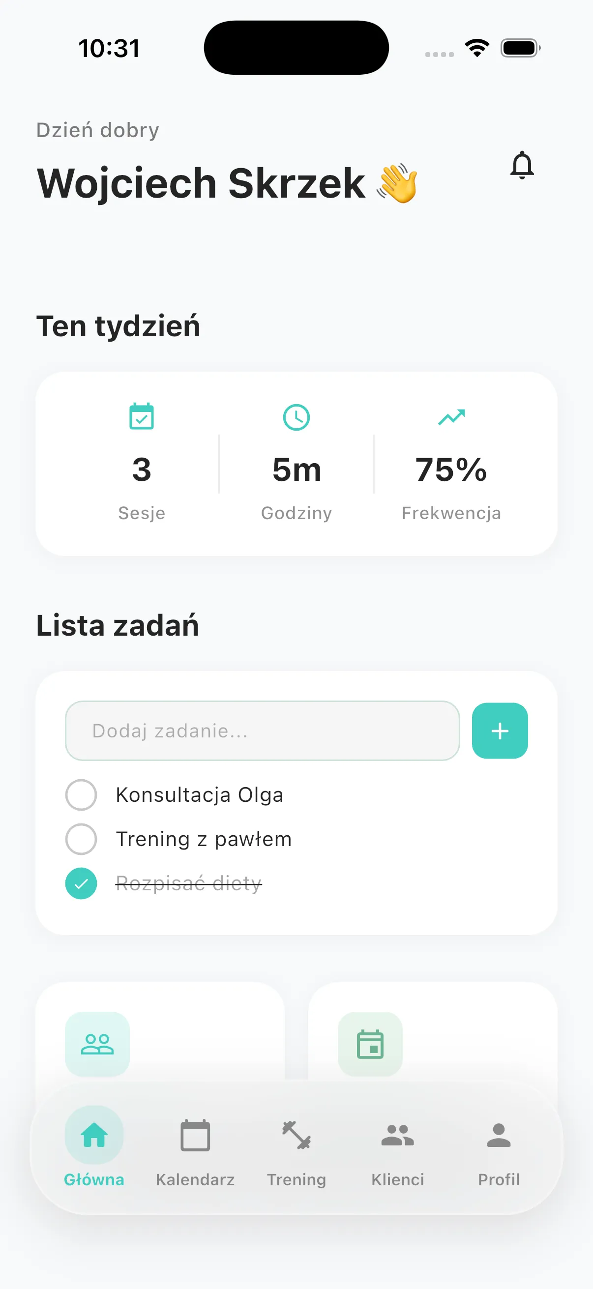 Fitnity - Dashboard trenera
