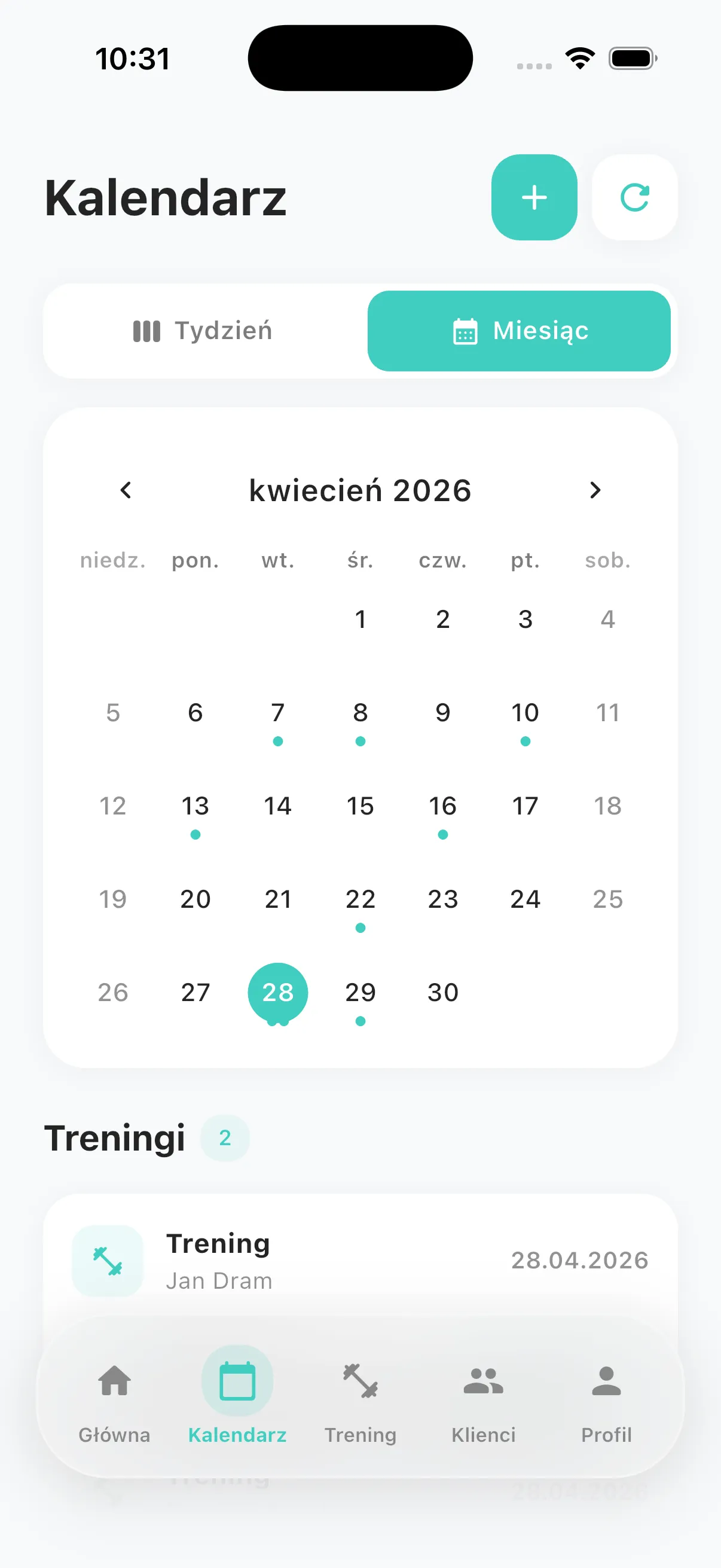 Fitnity - Kalendarz