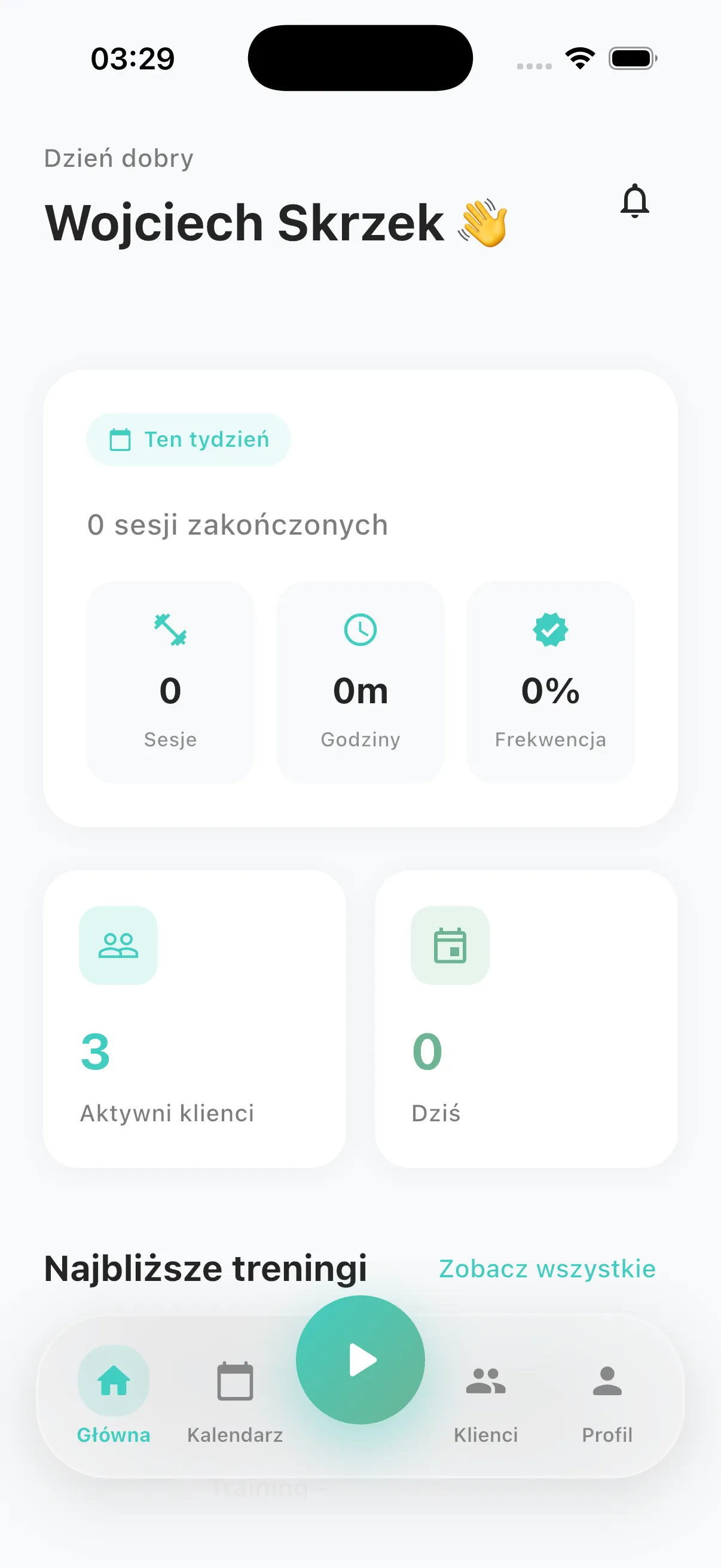 Fitnity - Dashboard trenera