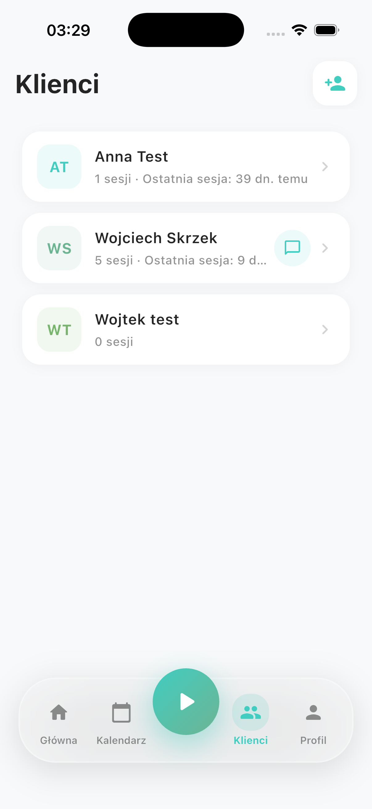 Fitnity - Lista klientów