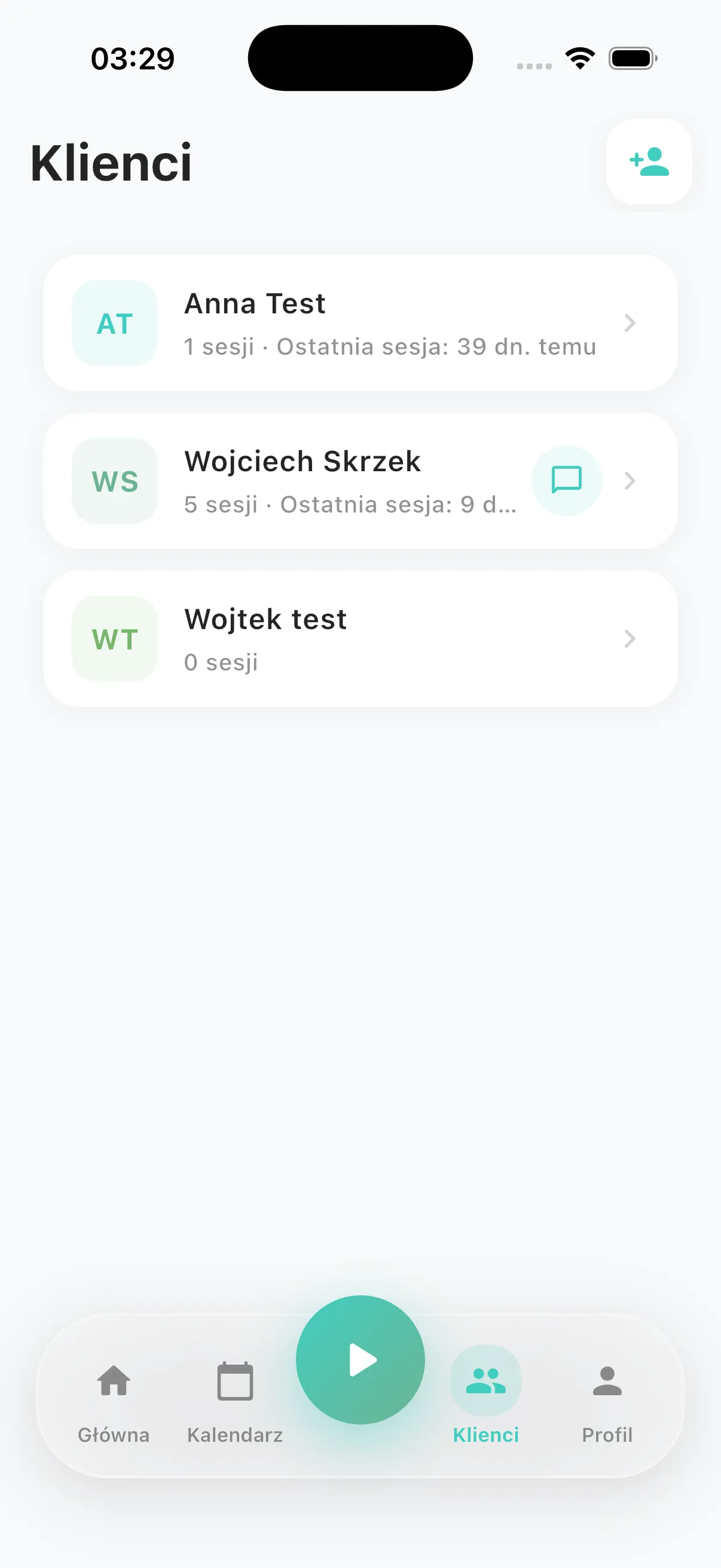 Fitnity - Lista klientów
