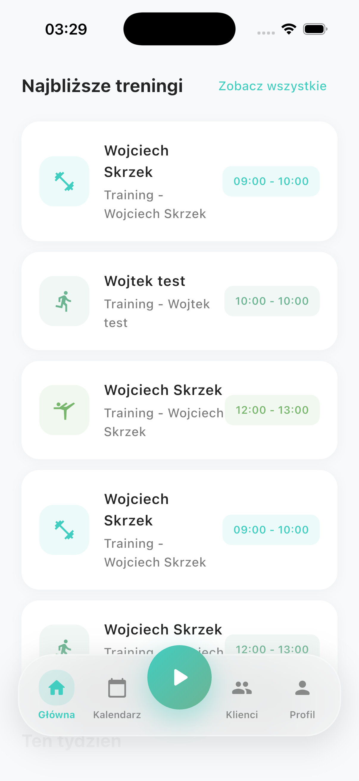 Fitnity - Najbliższe treningi