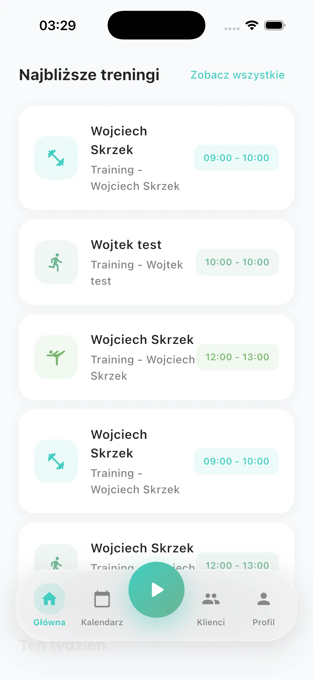 Fitnity - Najbliższe treningi